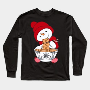 Snowman Eating Noodle Long Sleeve T-Shirt